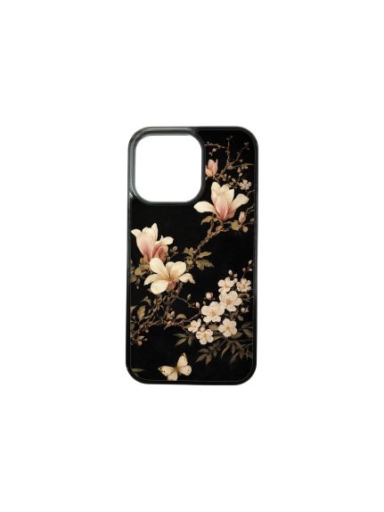 Husa MagChange pentru iPhone 13 Pro — design Silent Flowers, Navy Blue